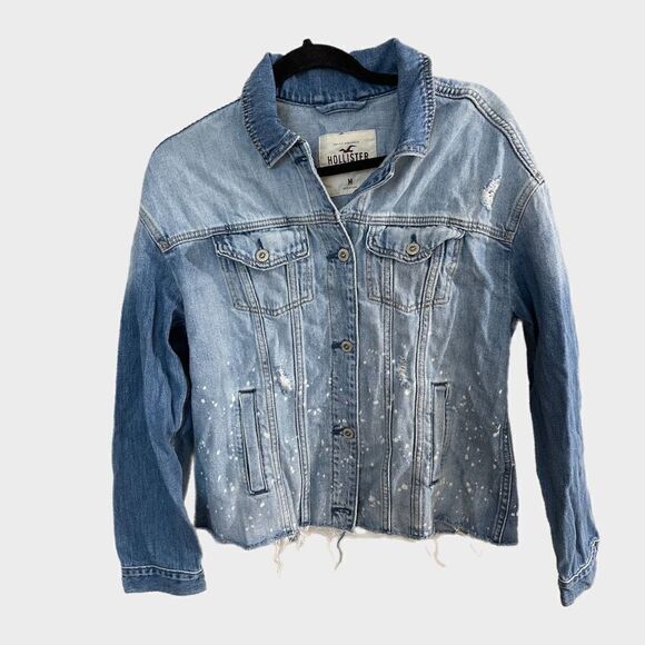 Hollister Womens Denim Distressed Jean Jacket Sz Med - Picture 1 of 3